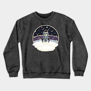 Vintage styled spaceship launch in purple Crewneck Sweatshirt